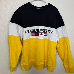 FUBU Sports Black, White, and Yellow Crewneck Sweater